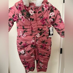 Super cute pink floral snow jumpsuit - size 12-18m